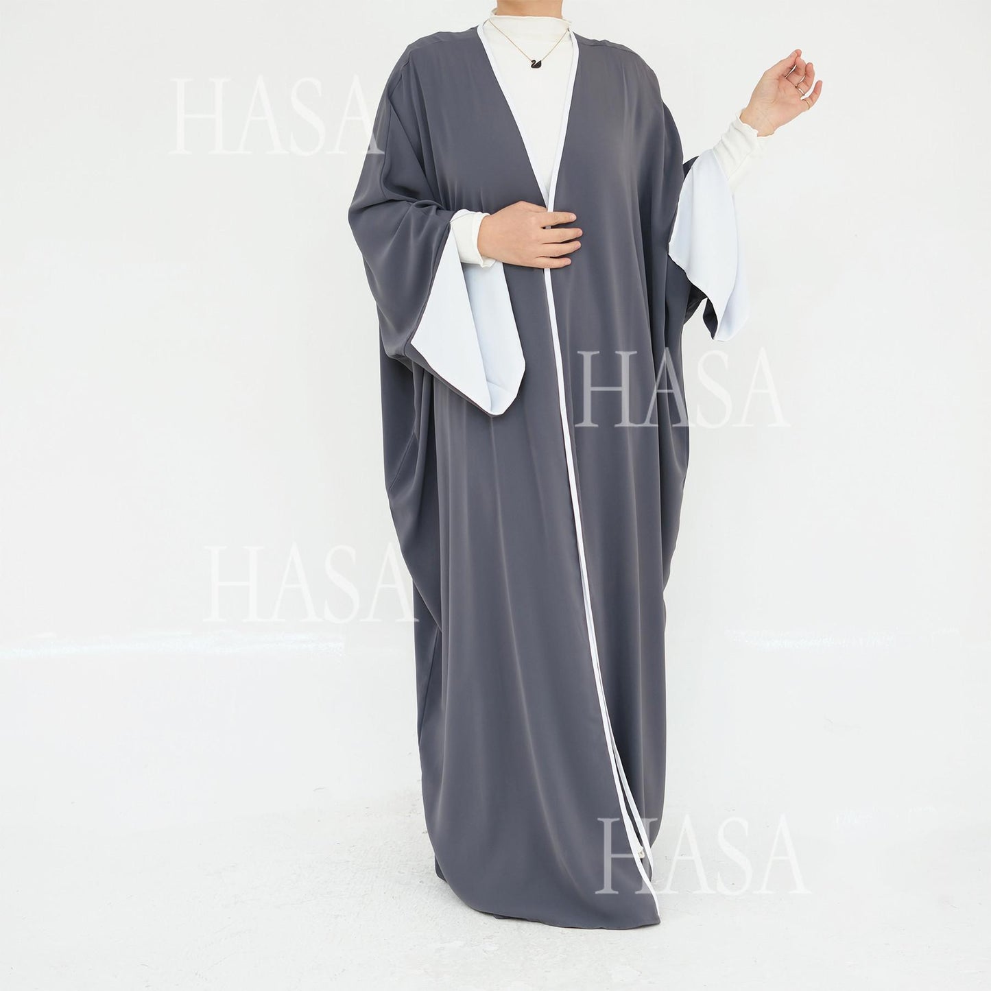 HS5877 The Loose-fitting Robe Has A Lightweight Silhouette That Is Perfect for Any Occasion open abaya outfit