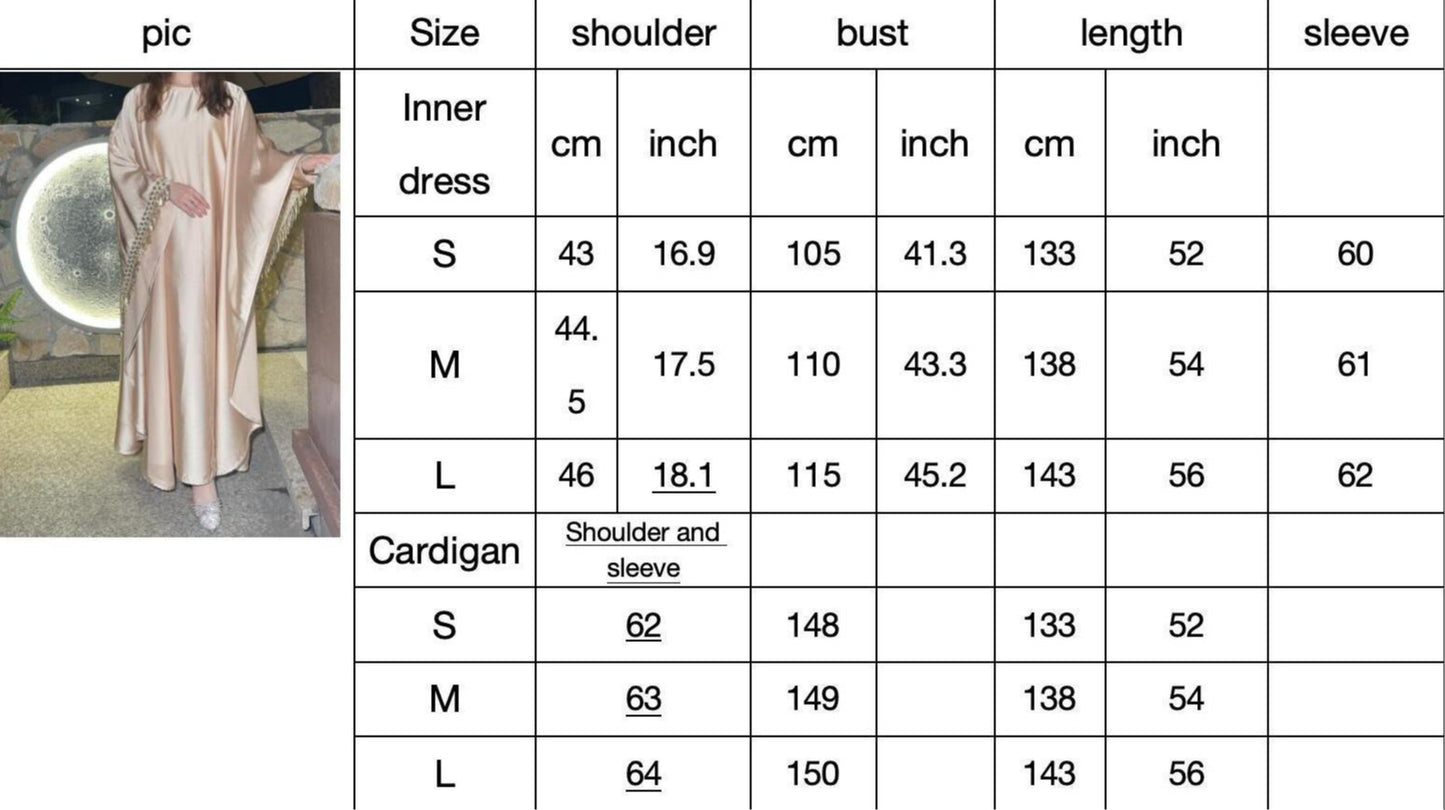 HS6572 Abaya Tassel-Embellished Long Dress Set