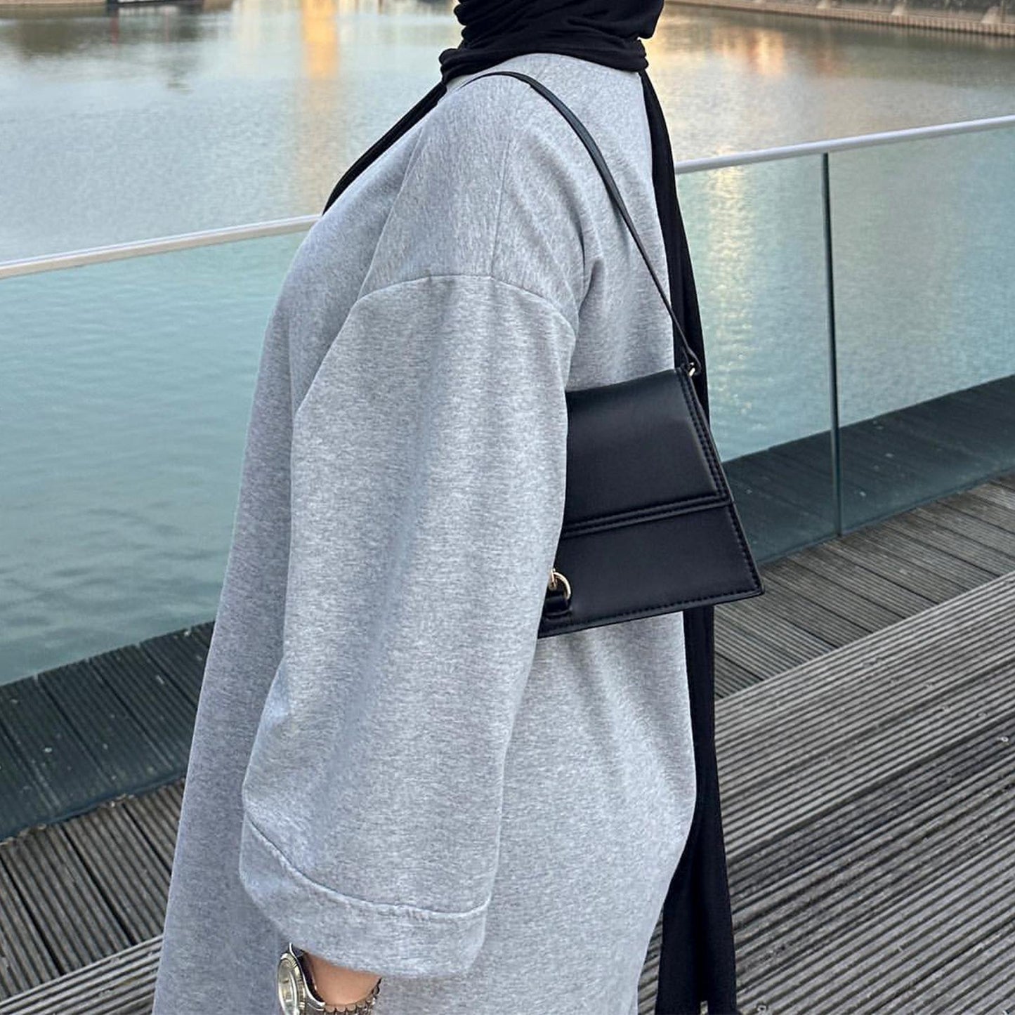HASASERIES HS1089 Solid Color Hoodie Dress