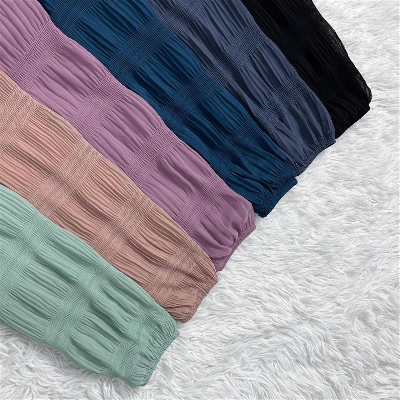 HASASERIES HS1049 Long Chiffon Pleated Dress