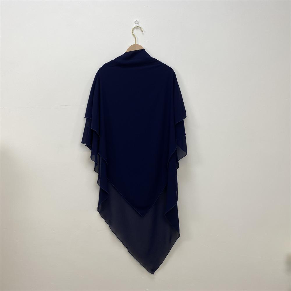 HS0453 Solid Color Chiffon Turban Middle East Dubai Turkey Solid Color Double Layer Big Turban
