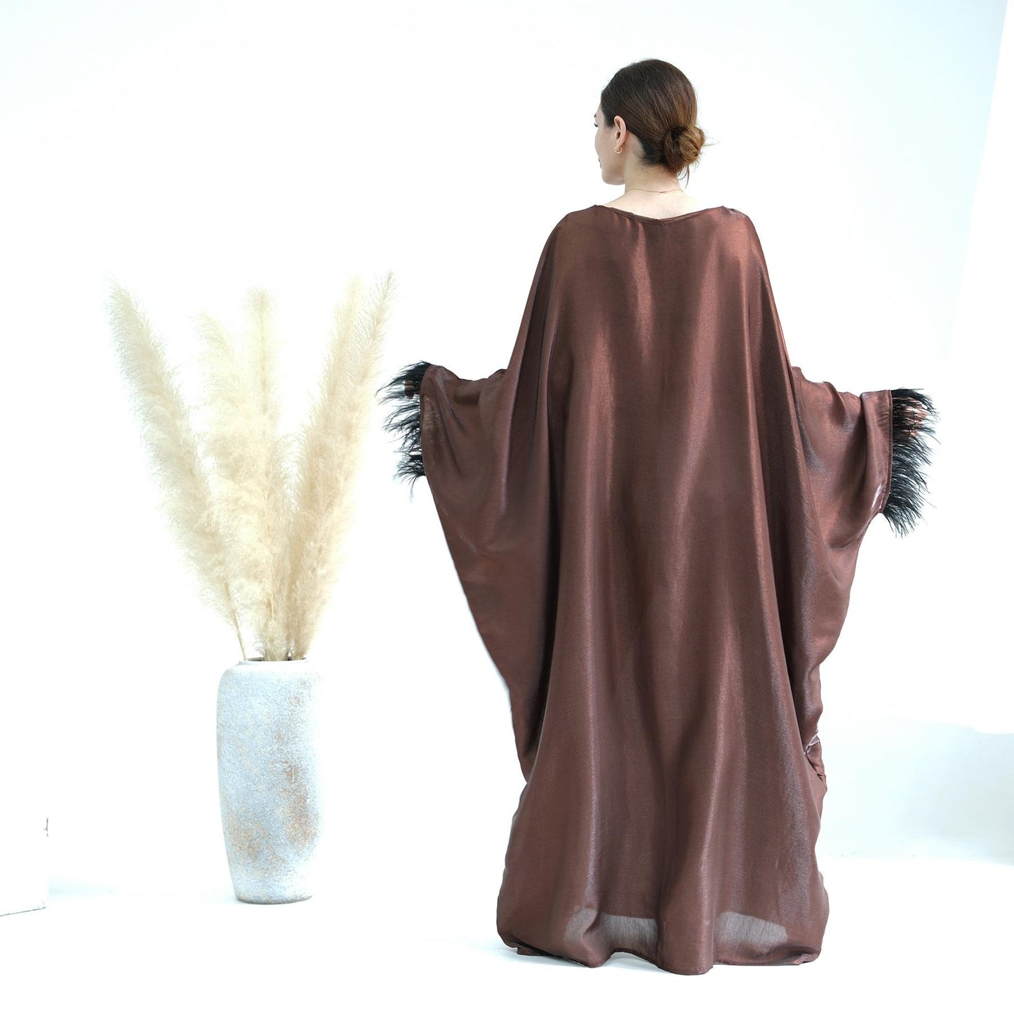 HASASERIES HS0706 Fur Sleeve Dress Gown