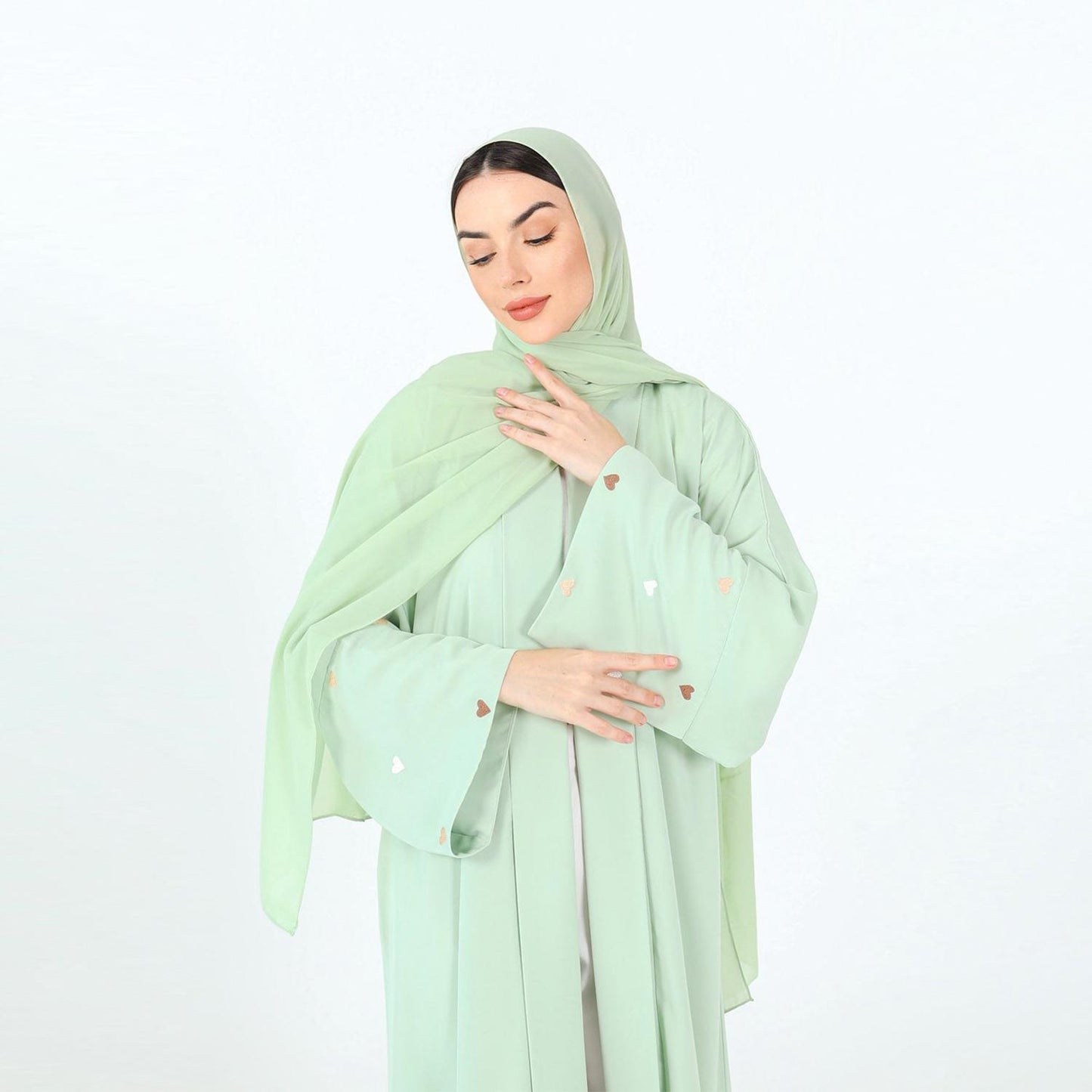 HS1502 Macaroon Color Summer Thin Sleeve Heart Embroidered Robe Cardigan