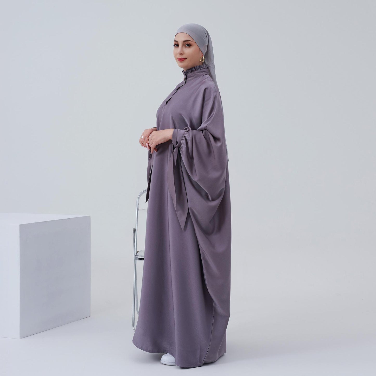HASASERIES HS0716 Large Swing Solid Robe Dress