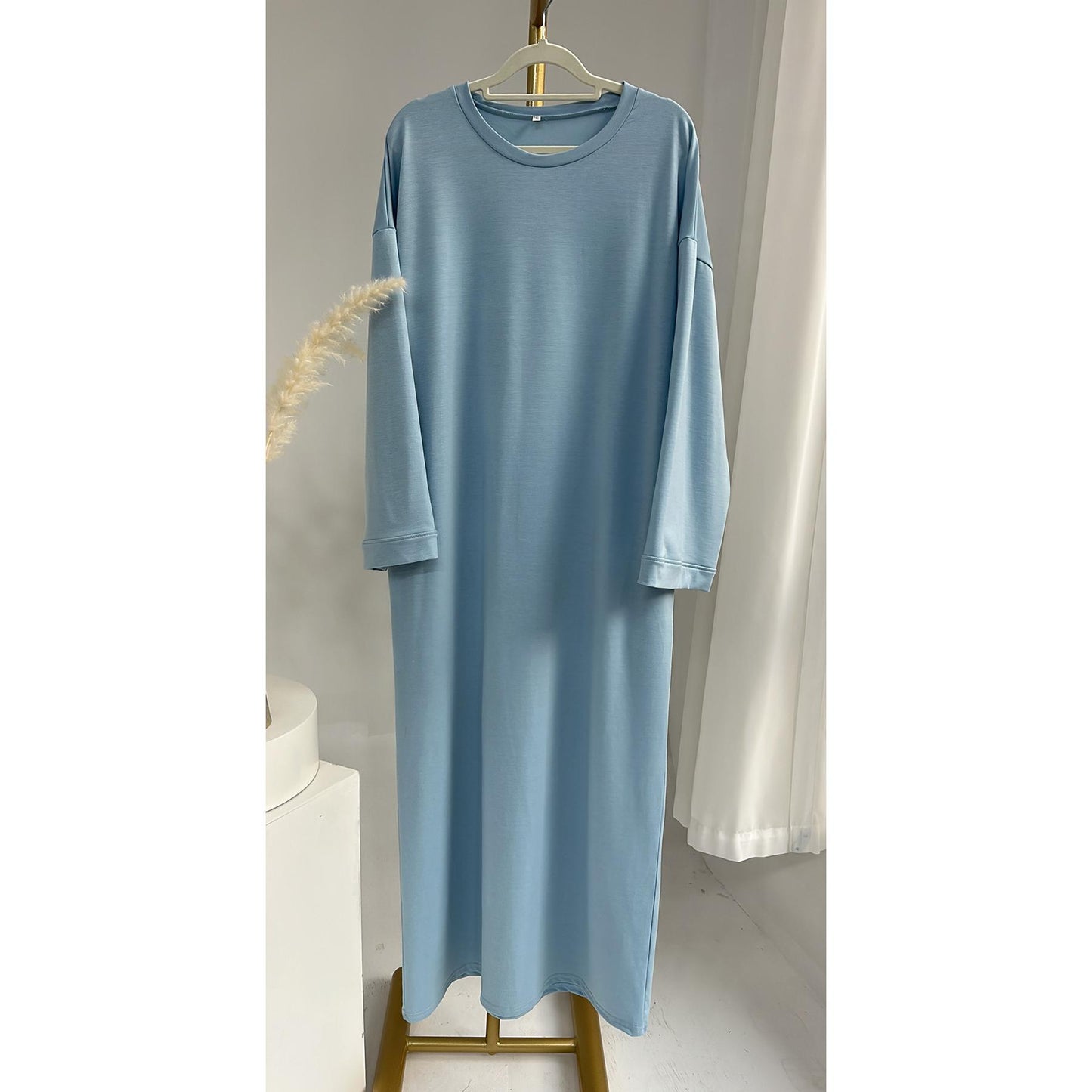 HASASERIES HS1089 Solid Color Hoodie Dress