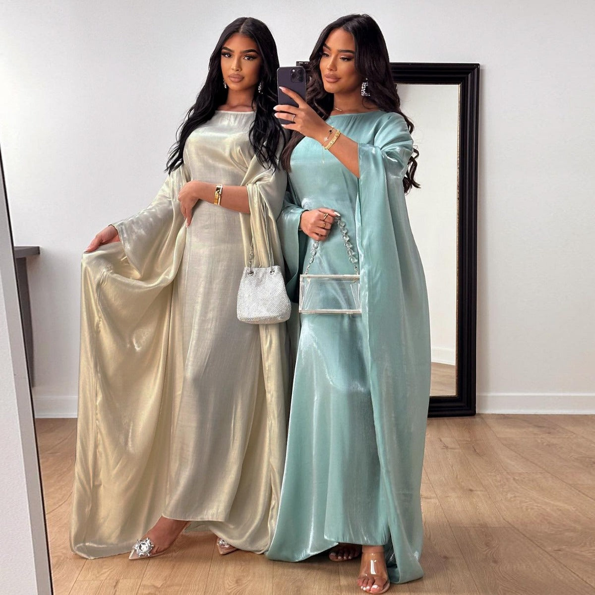 HS1348 Elegant Kaftan in Gold Cotton – 20 Vibrant Colors Available