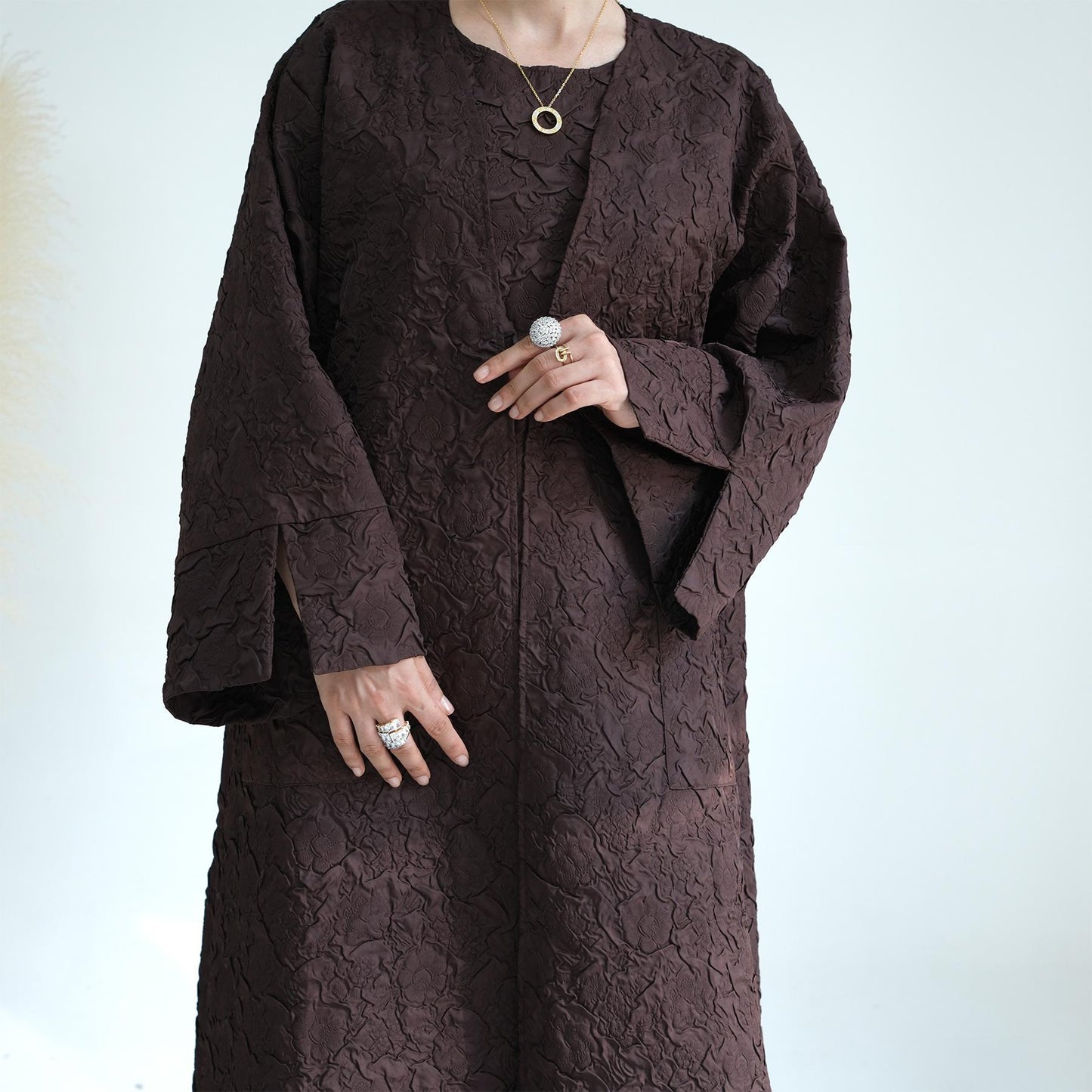 HASASERIES HS0719 Cardigan with Vest Dress Abaya Robe