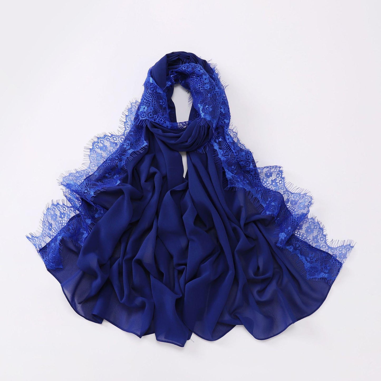 Bandeau Hijab en mousseline de soie avec bordure en dentelle HASASERIES HS1119
