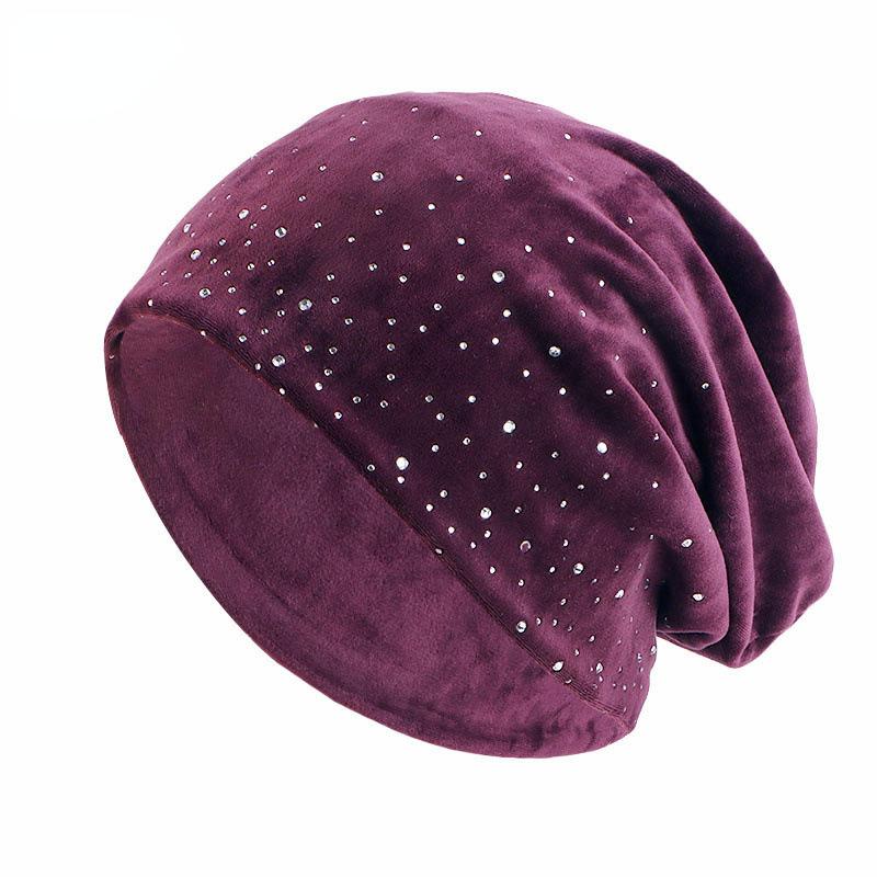 HASASERIES HS1091 Full Sky Star Diamond Muslim Headband Hat