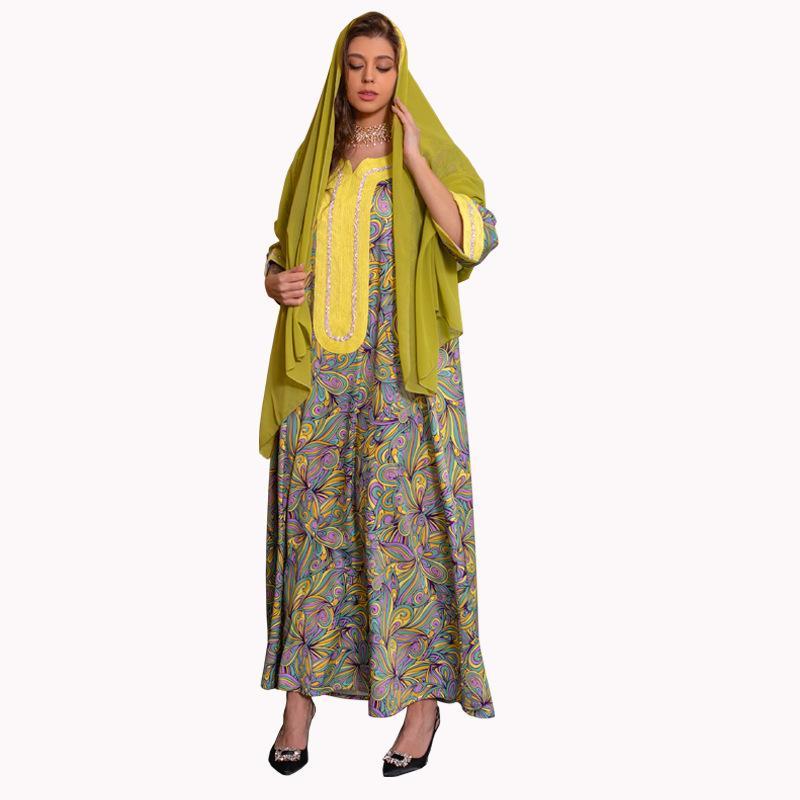 Robe musulmane brodée à diamants chauds HASASERIES HS1074
