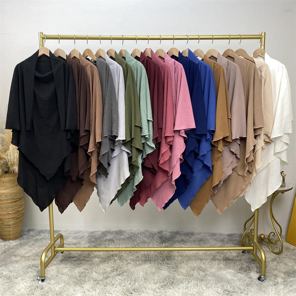 HS0457 2-layer Crepe Khimar Solid Color
