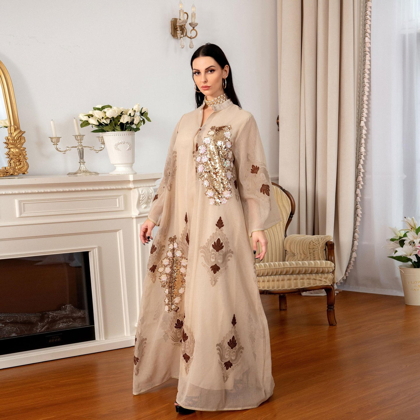 HASASERIES HS0443 Muslim Embroidered Dress