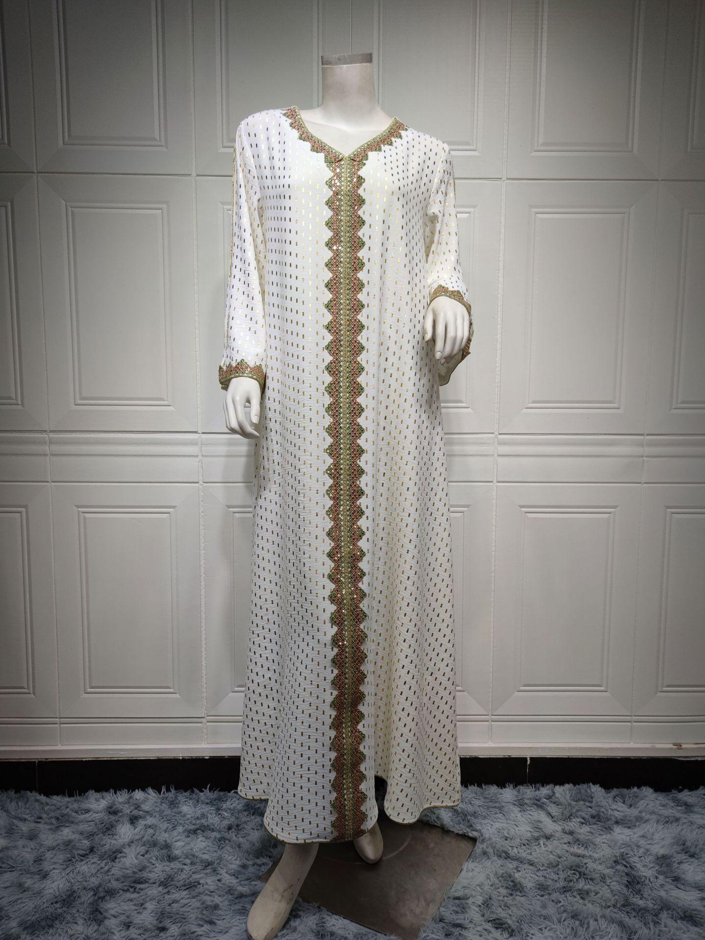 HS0442 Middle East Women's Clothing New Bronzing Muslim Dubai Robe