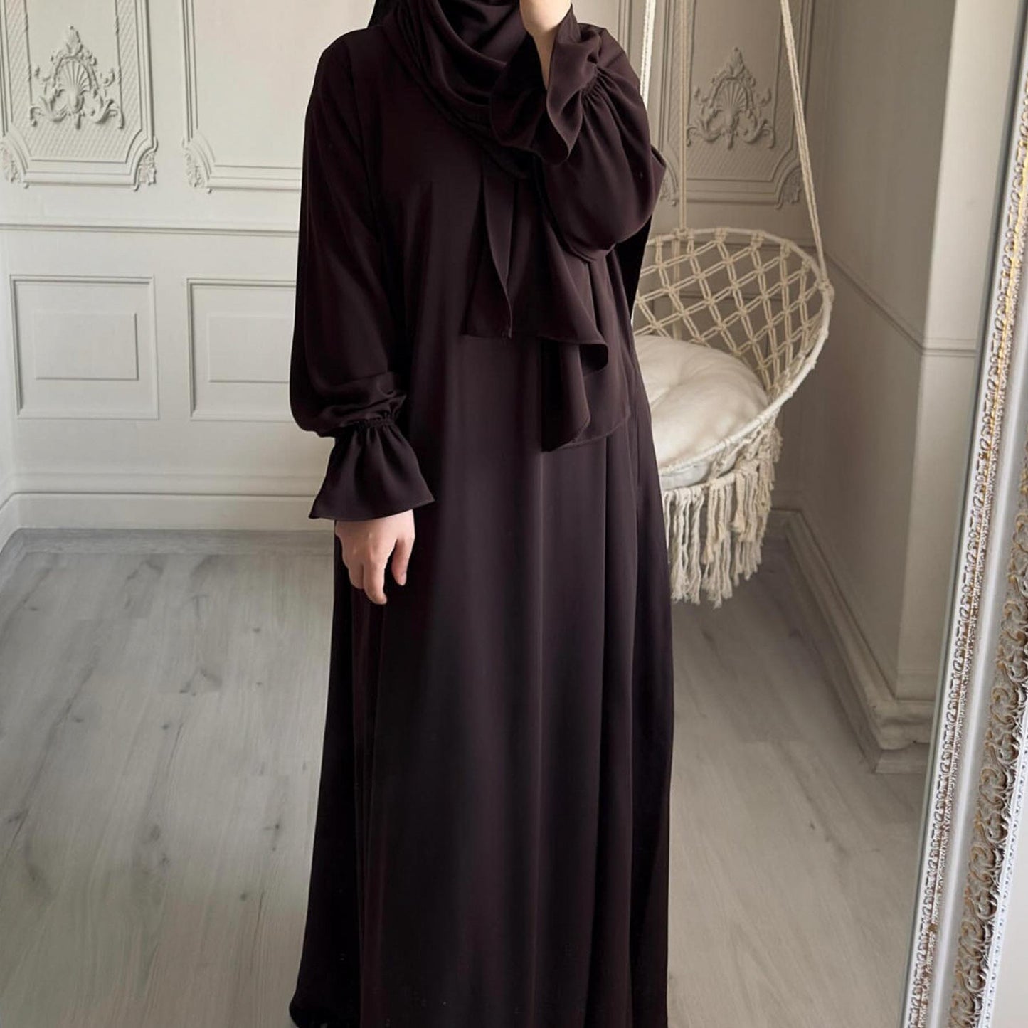 HASASERIES HS1173 Solid Color Hooded Abaya with Side Pocket