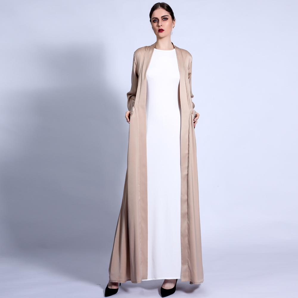 HASASERIES HS0432 Solid Color Wide Cuff Cardigan Lace-up Dress