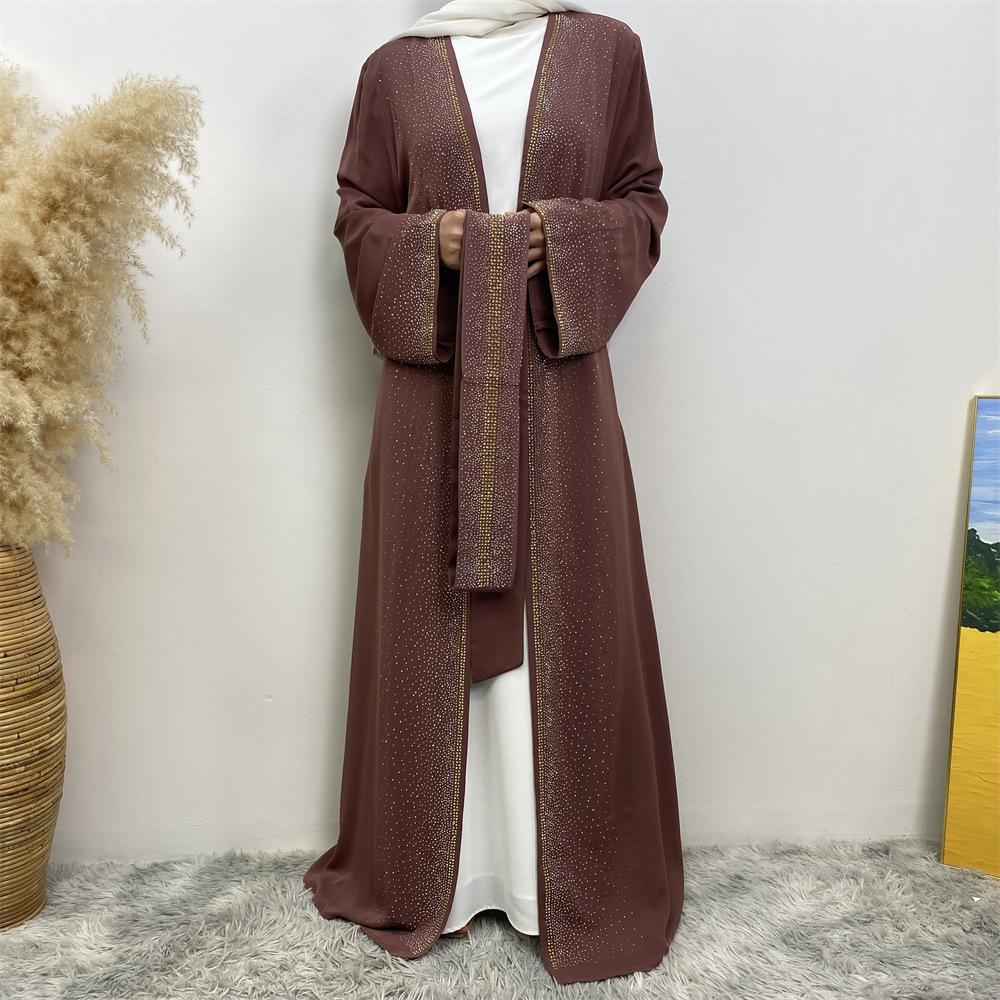 HASASERIES HS1086 Cardigan à lacets avec poche et motif diamant