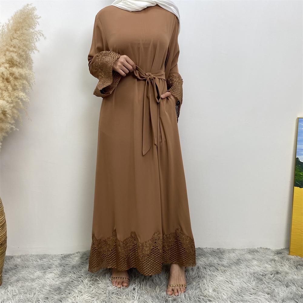 Robe longue en dentelle à la mode musulmane HASASERIES HS1084