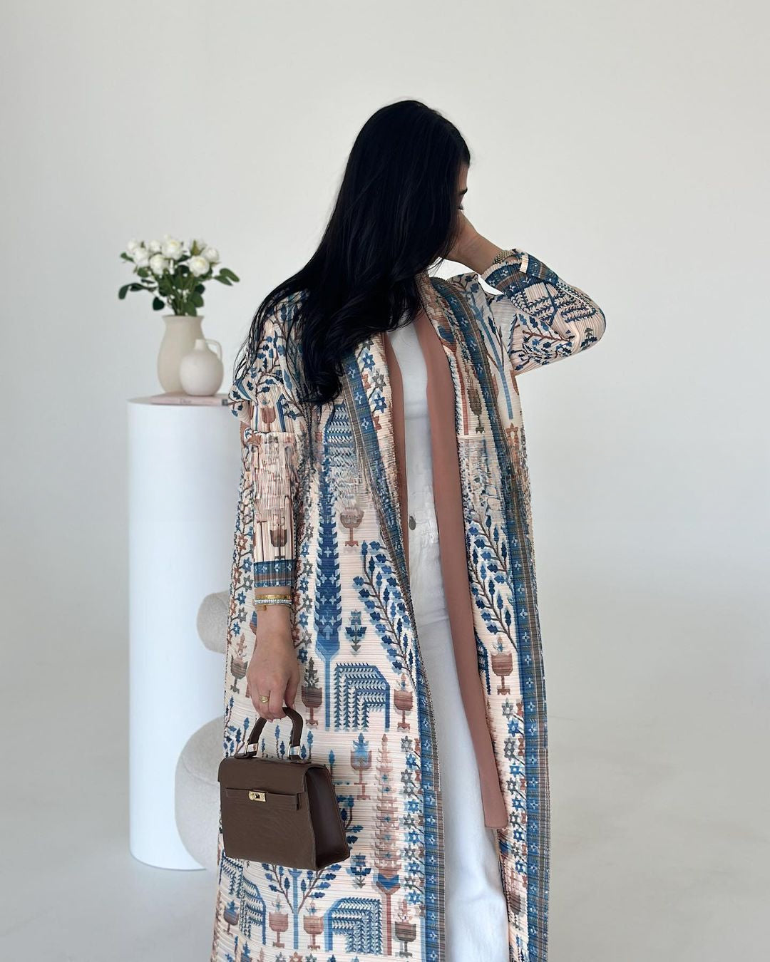 HASA Inclusive Sizing Crinkle Pleated Georgette Ramadan Stretchy Abaya-1