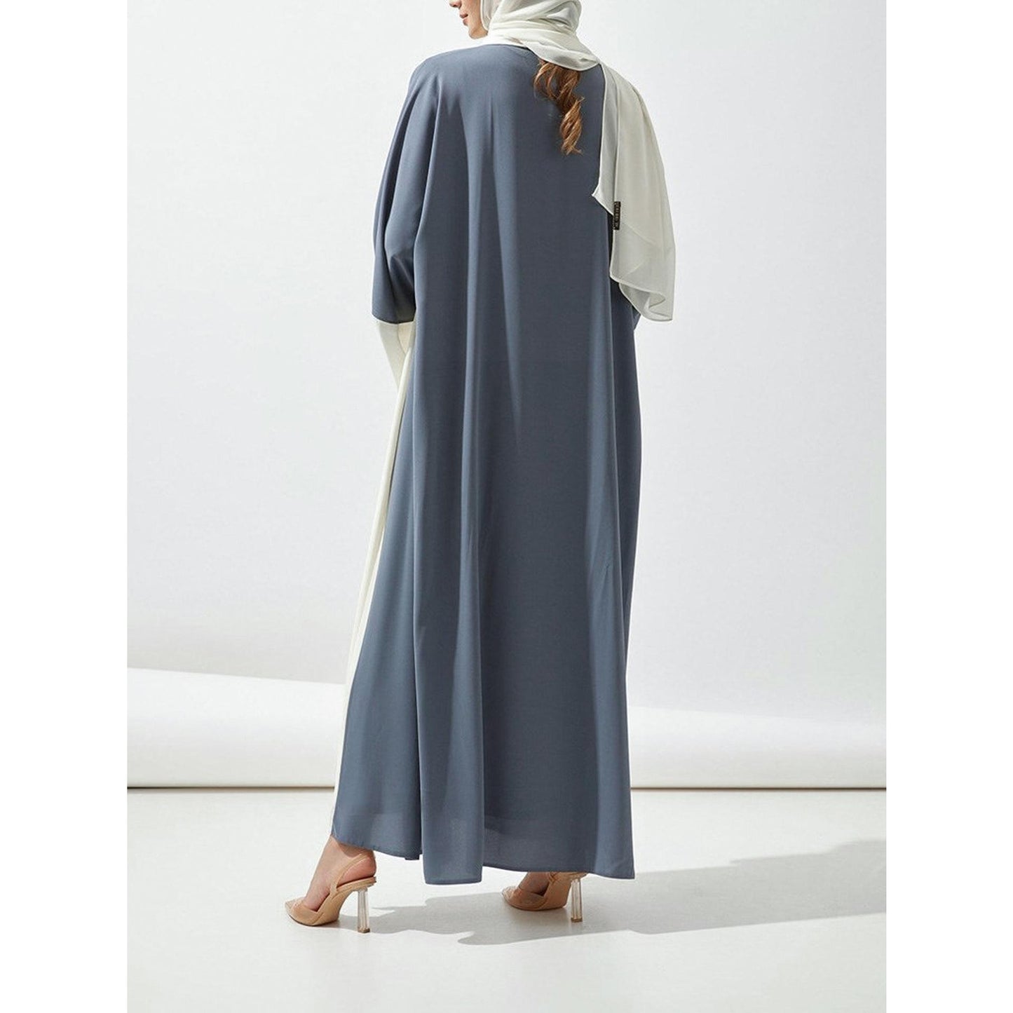 HASASERIES HS0912 2pcs Set Nidha Medium Length Abaya and Headscarf (UK4-UK28,5'3-5'7)