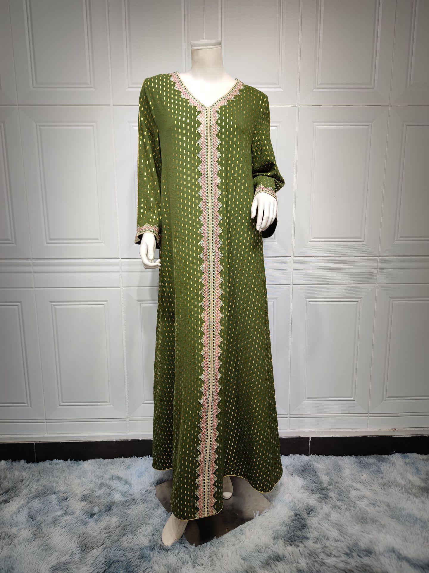 HS0442 Middle East Women's Clothing New Bronzing Muslim Dubai Robe