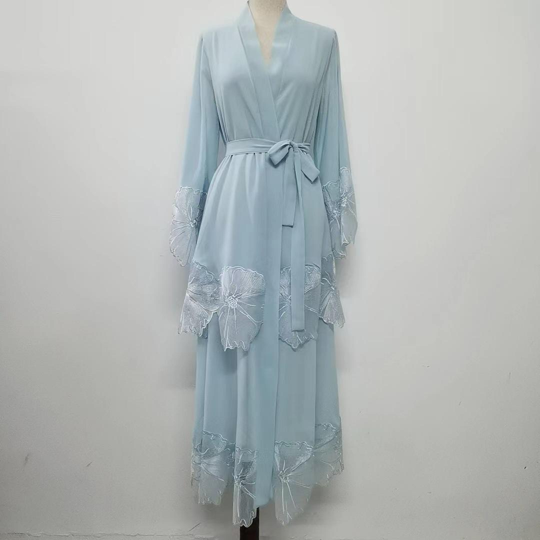 HASASERIES HS1025 1pcs Lace Embroidery Double-Layer Cardigan