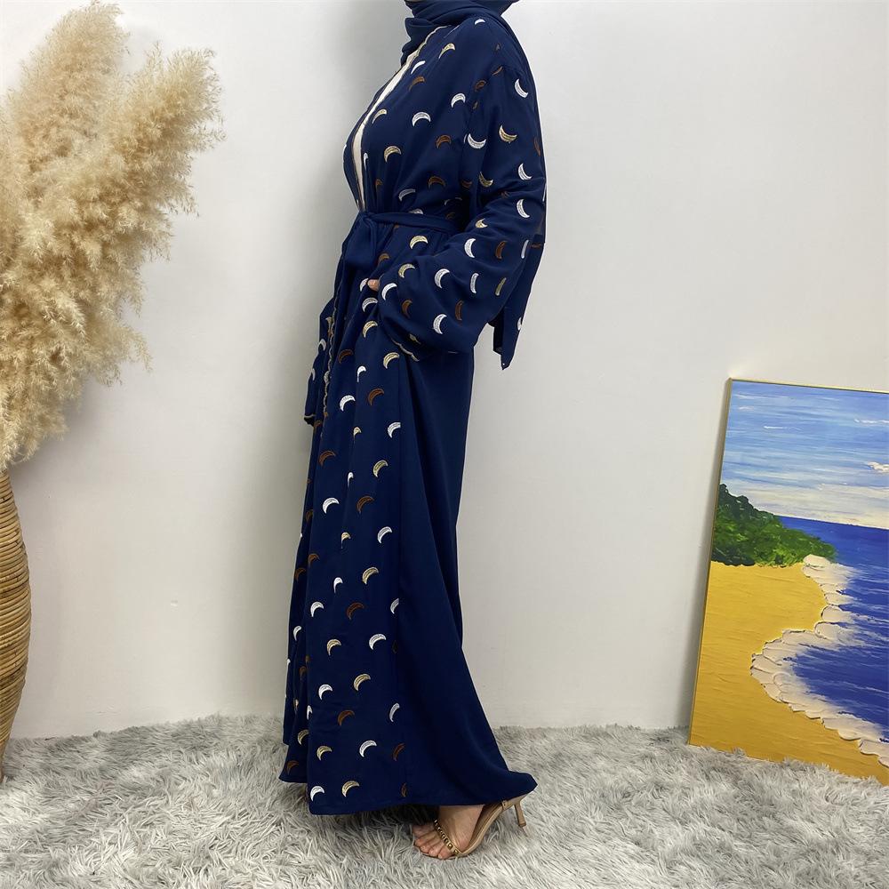 HASASERIES HS0927 Explosions Heavy Industry Embroidery Cardigan Abaya