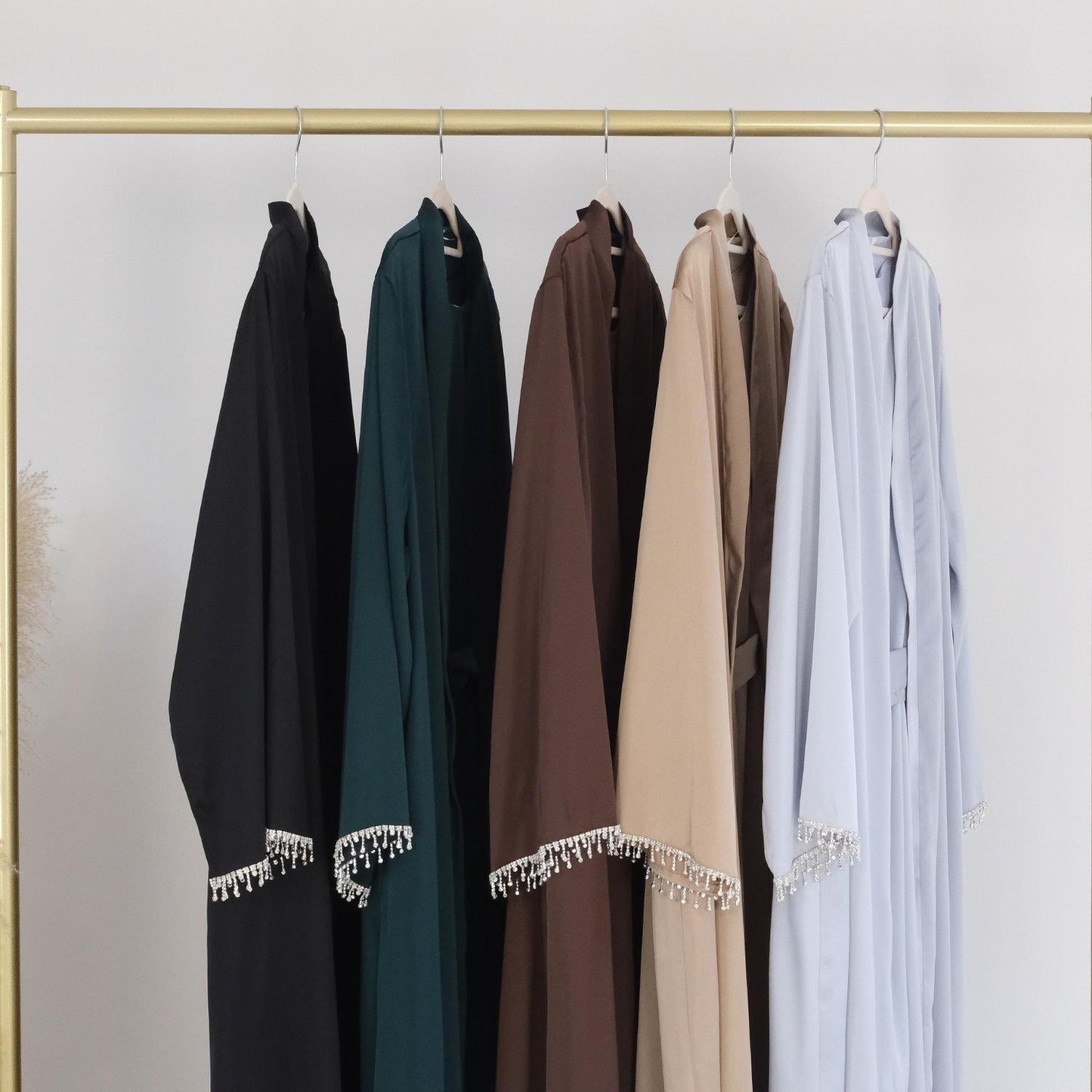 HASASERIES HS1047 1pcs Solid Color Beaded Cardigan Robe