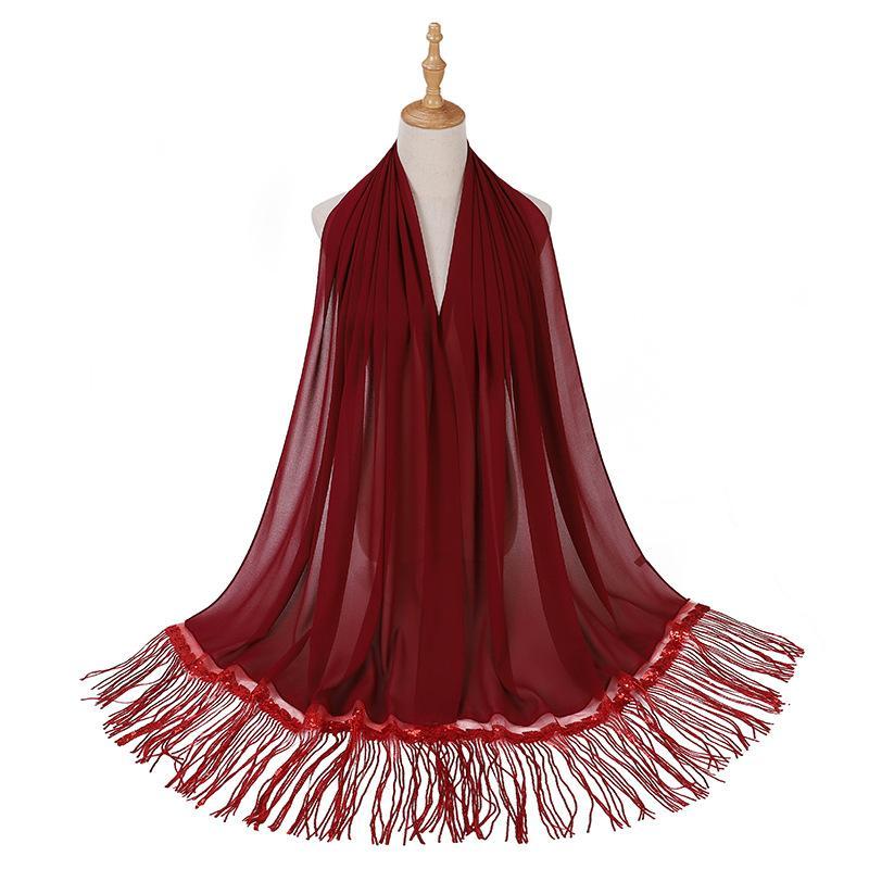 HASASERIES HS1139 Pearl Chiffon Scarf