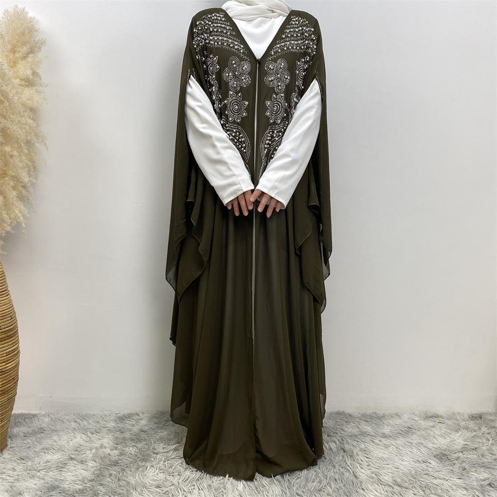 Robe cardigan musulmane à strass HASASERIES HS1085