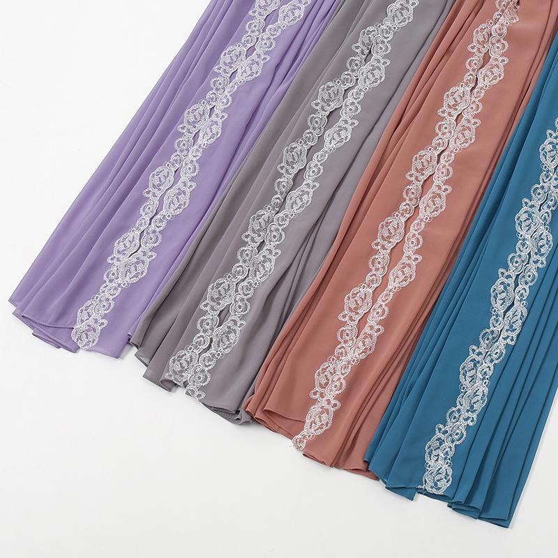 Écharpe en mousseline de soie et dentelle tendance HASASERIES HS1124