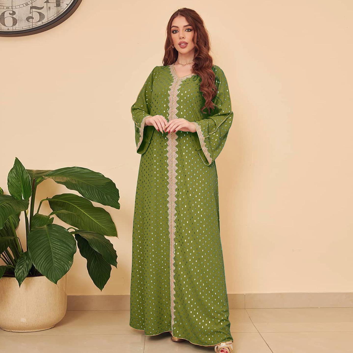 HS0442 Middle East Women's Clothing New Bronzing Muslim Dubai Robe