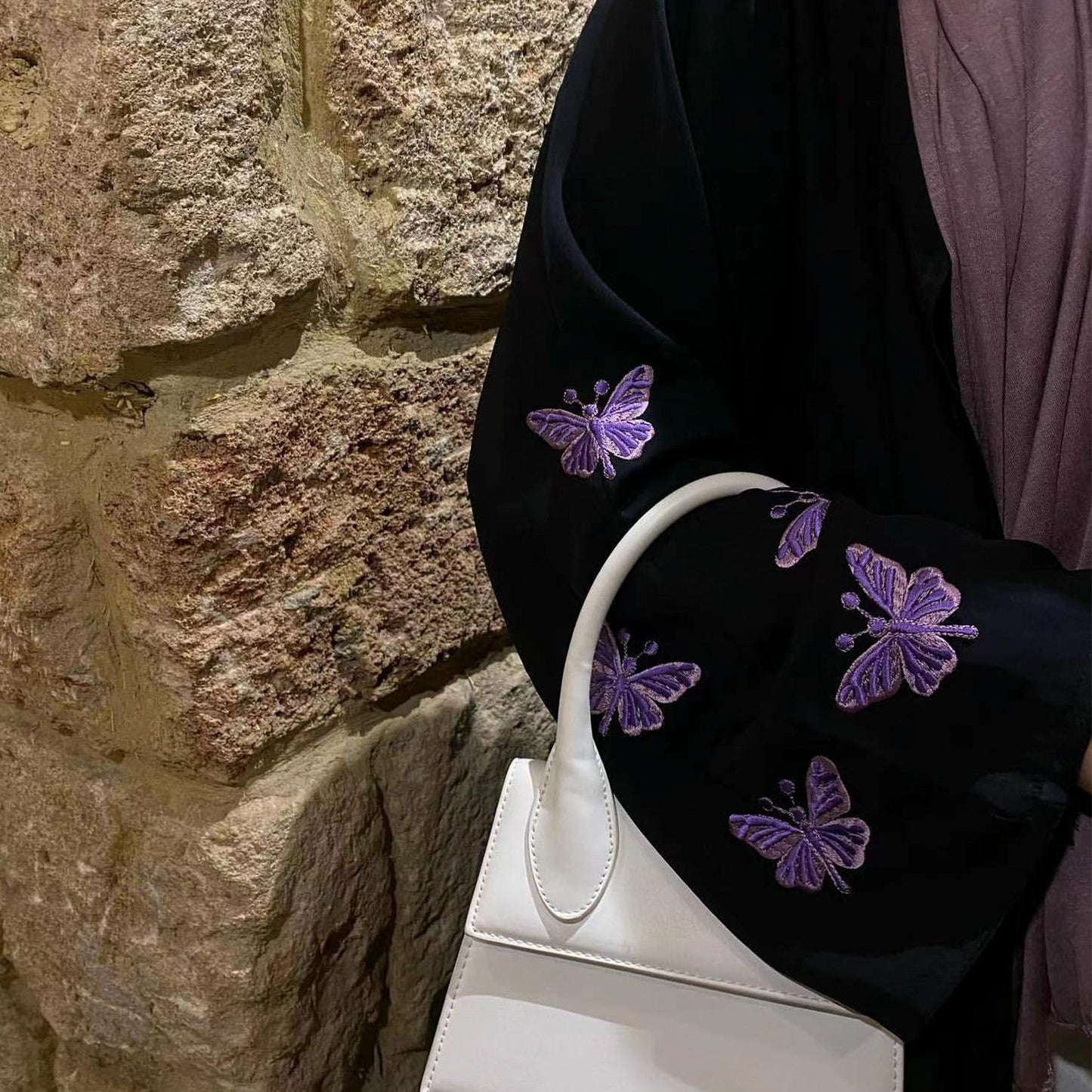 HASASERIES HS1040 Butterfly Embroidered Elegant Cardigan Robe