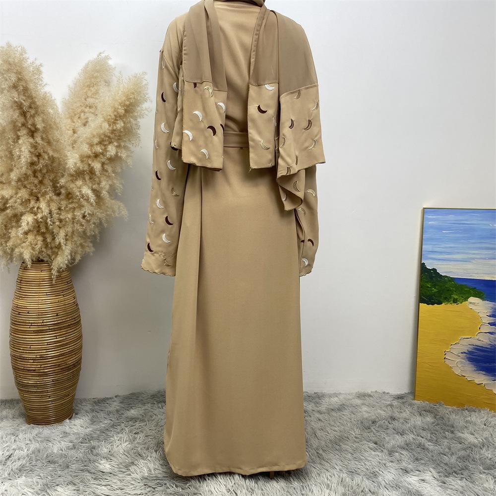 HASASERIES HS0927 Explosions Heavy Industry Embroidery Cardigan Abaya