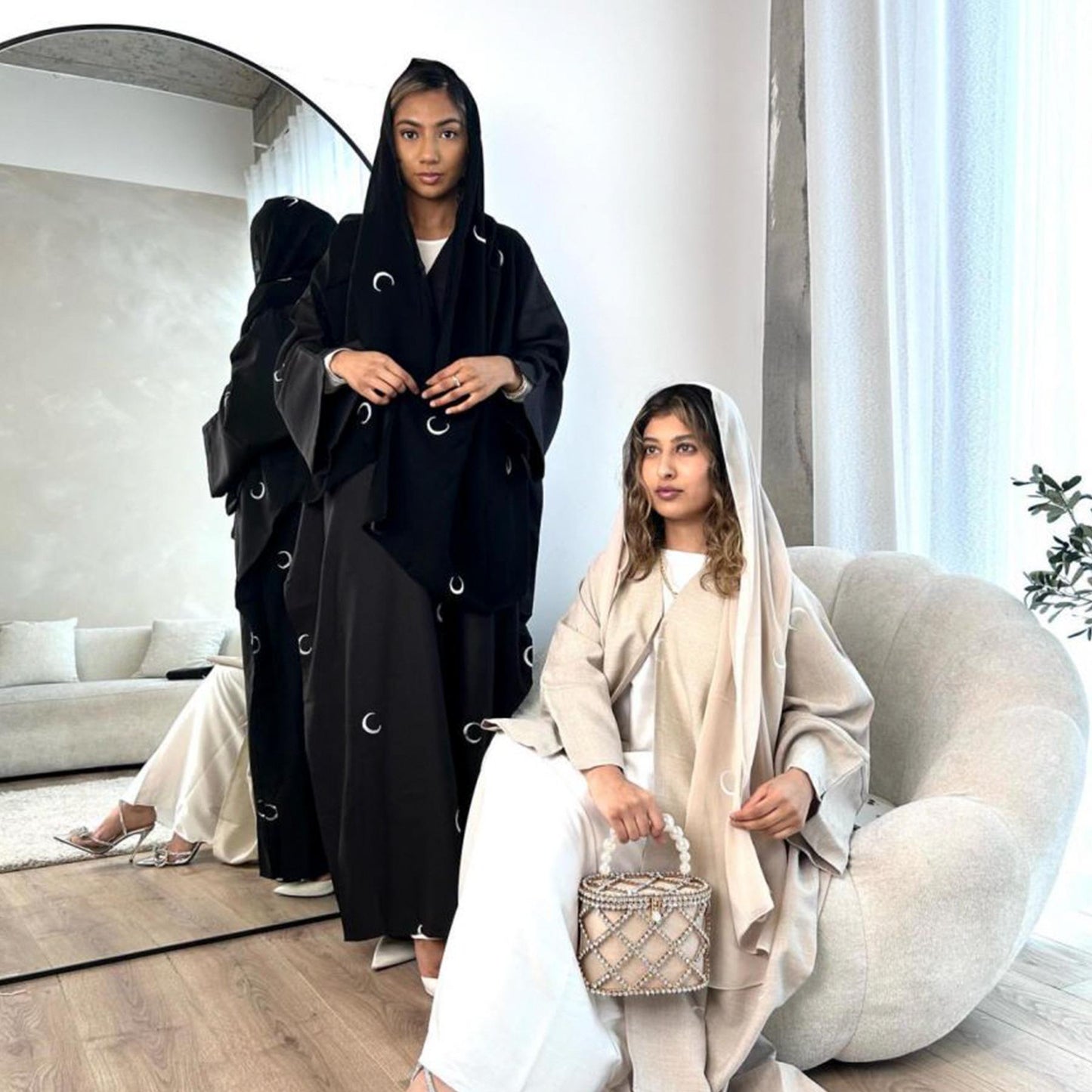 HASASERIES HS0935 Moon Embroidered Elegant Cardigan Abaya