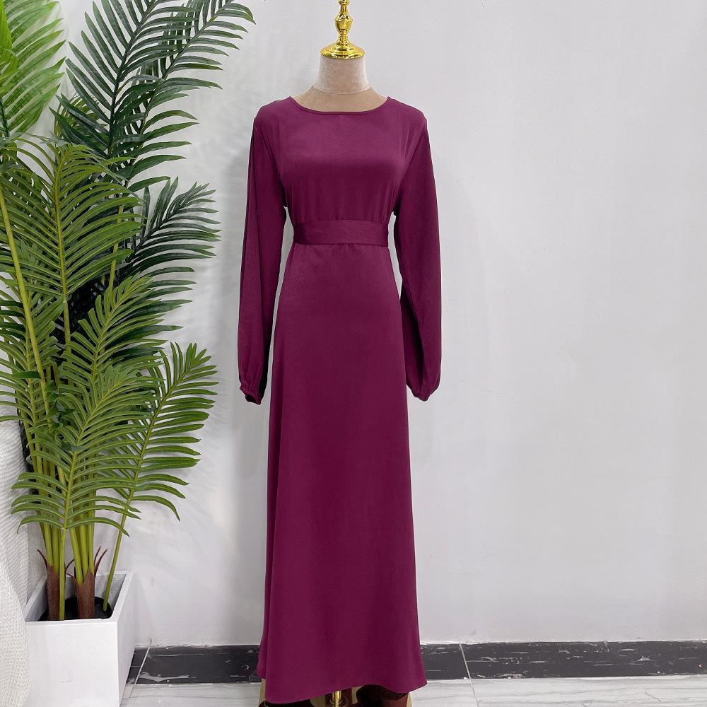 HASASERIES HS0708 Solid Color Robe Dress