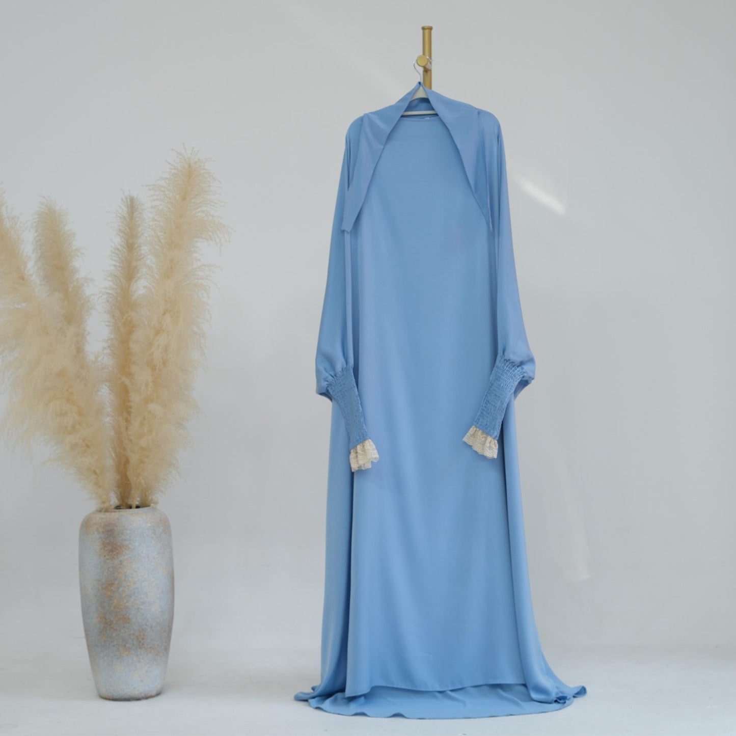 HASASERIES HS0721 Solid Color Robe Dress with A Large Swing