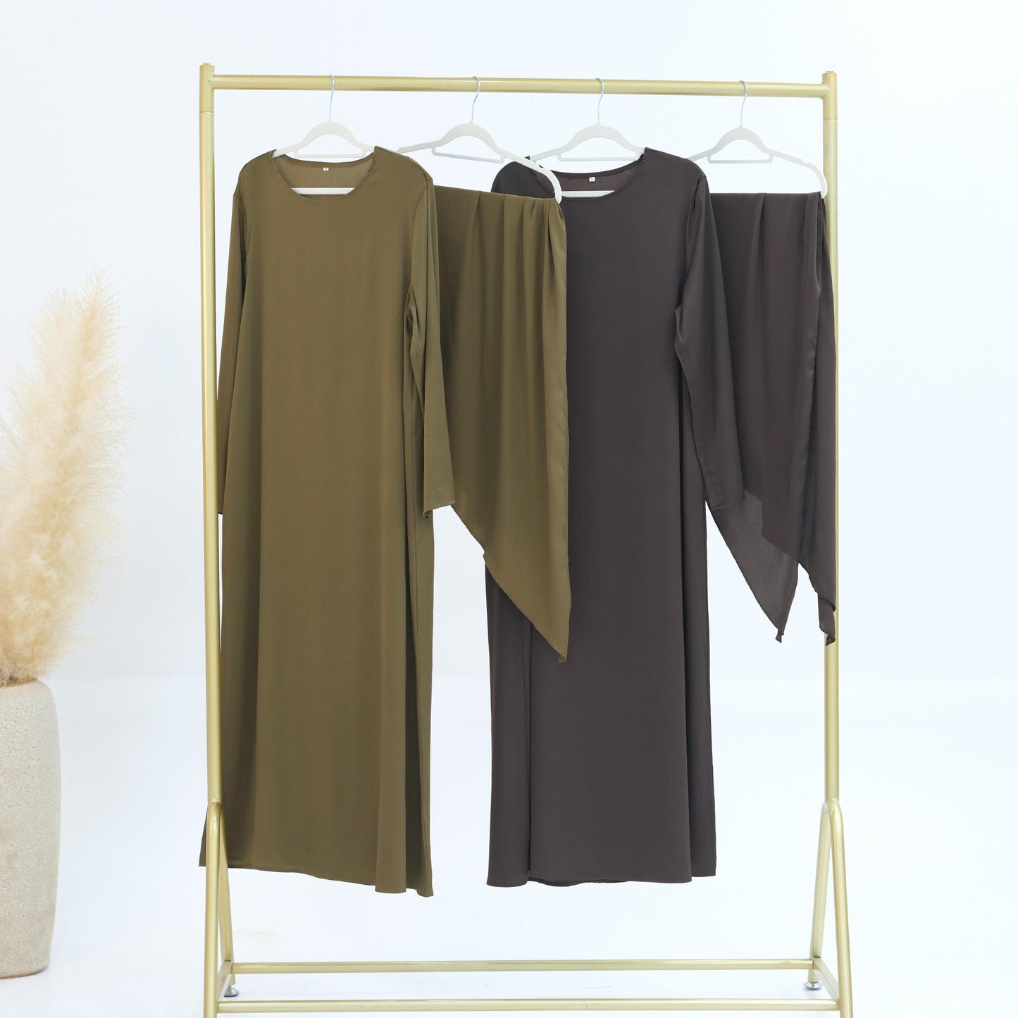 HASASERIES HS1188 Ensemble 3 pièces, cardigan en satin + robe intérieure + ceinture spéciale