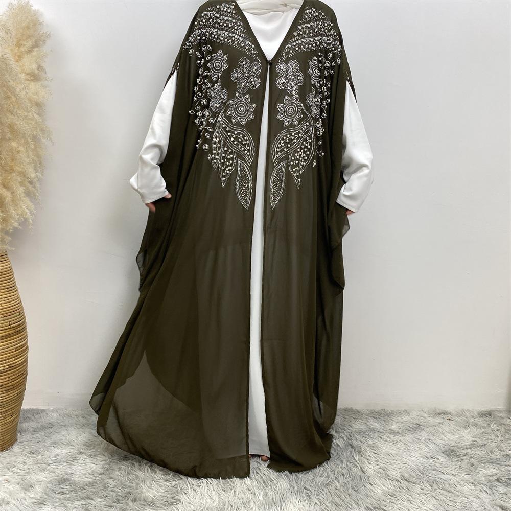 Robe cardigan musulmane à strass HASASERIES HS1085
