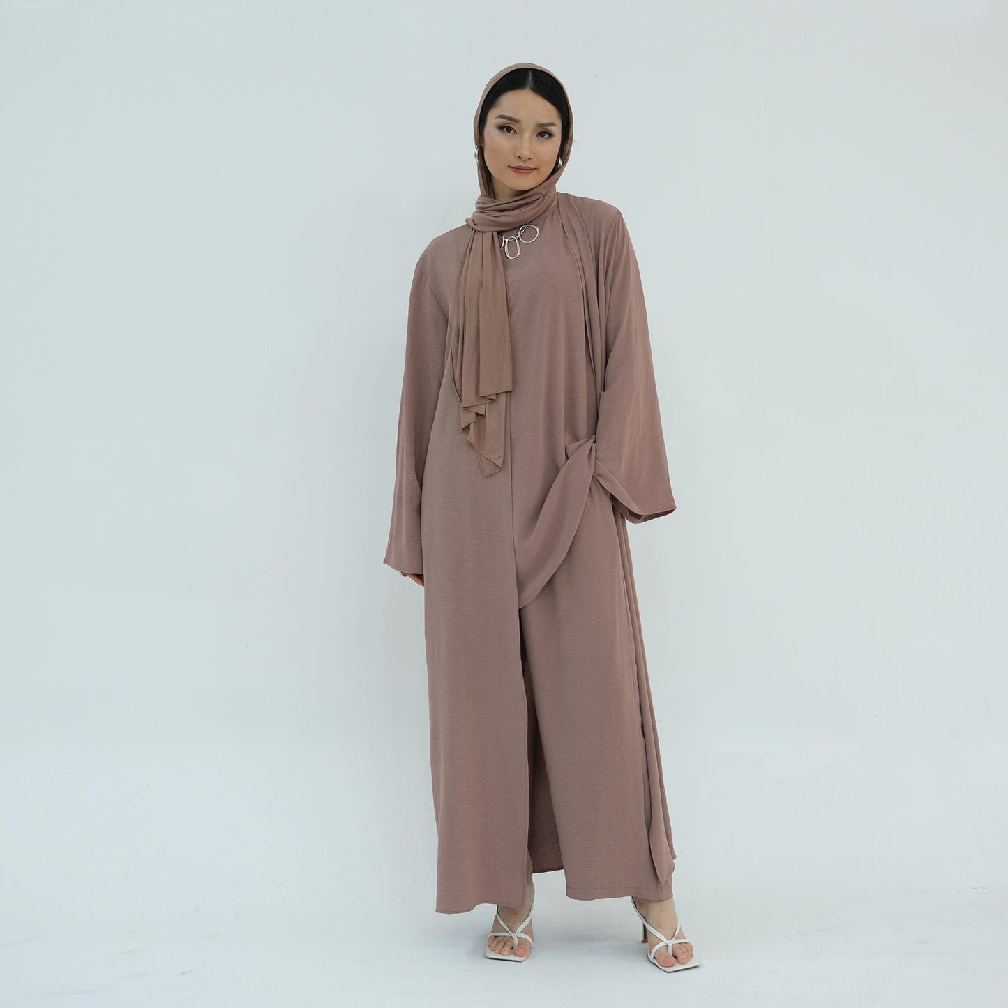 HS5107 Classic Solid Color Three-piece Suit - Loose Long Design Combination