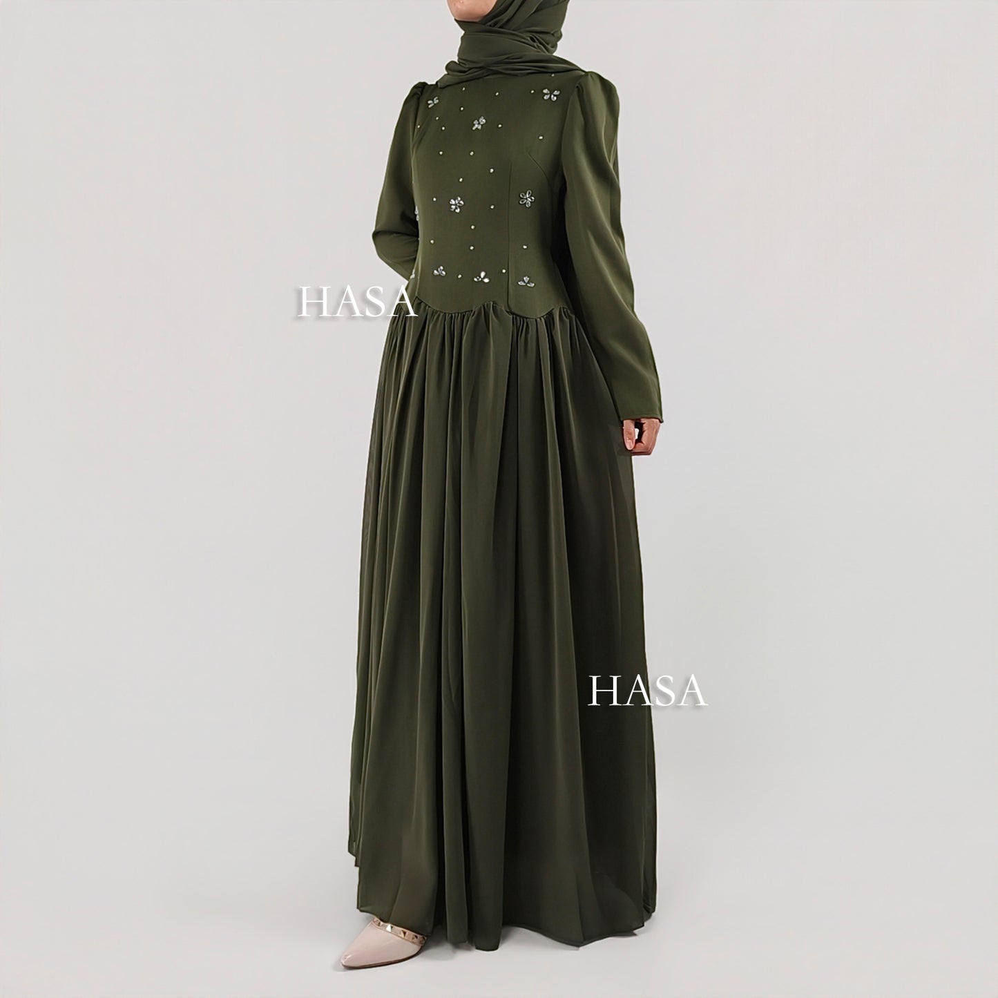 HS6750 Green Maxi Dress for Special Occasions