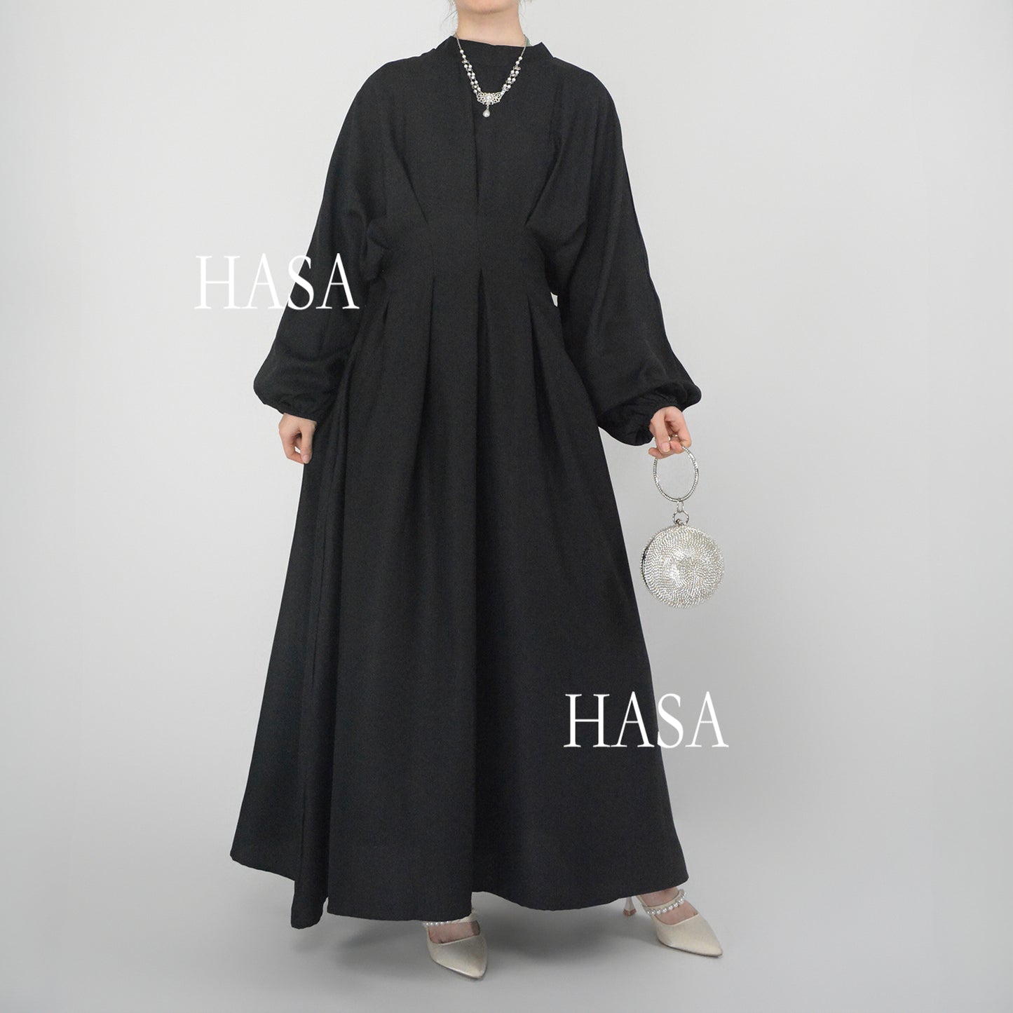 فستان HS1226 من سلسلة HASA's Series، أنيق وخفيف الوزن بلون واحد