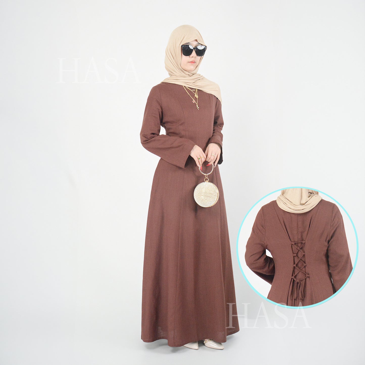 تنورة طويلة أنيقة من HASA HS5866 برباط خصر وتصميم واسع متأرجح