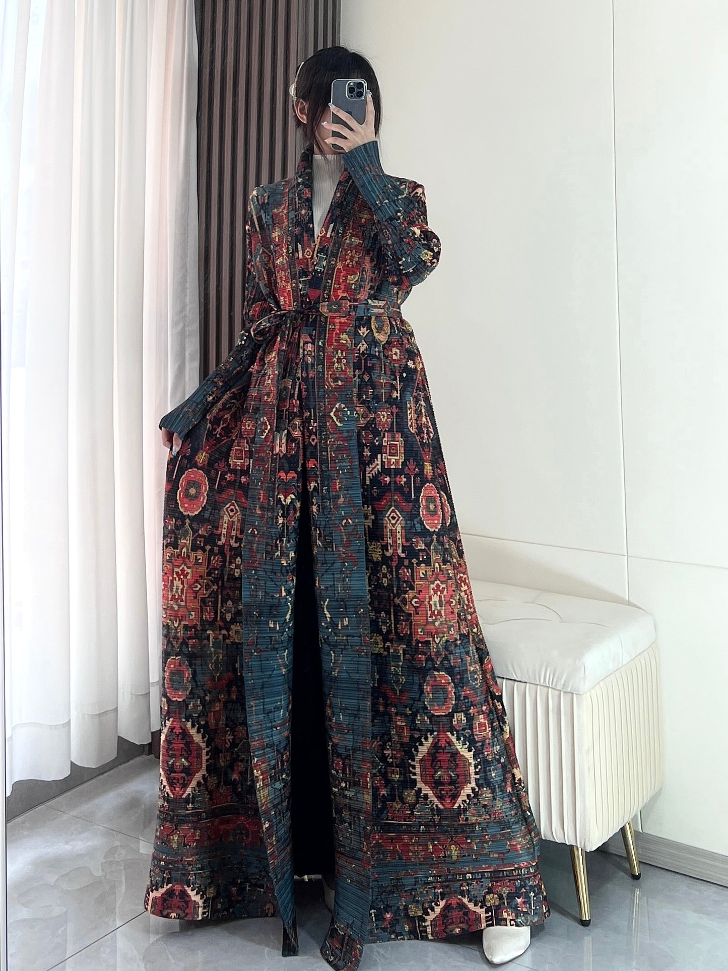 HASA Inclusive Sizing Crinkle Pleated Georgette Ramadan Stretchy Abaya-1
