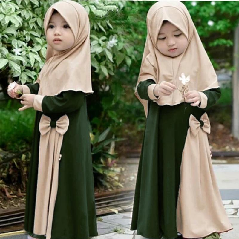 HASASERIES HS1201 Ensemble 2 pièces, Abaya pour enfant avec Khimar une couche.