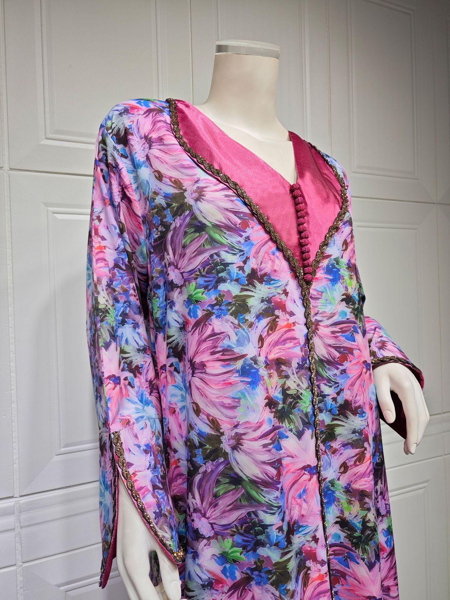 HASASERIES HS1070 Fashionable Printed Diamond Set Robe