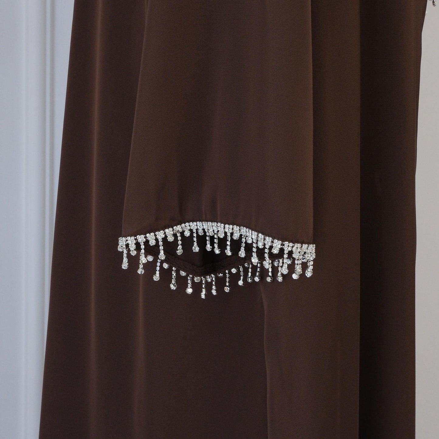 HASASERIES HS1047 1pcs Solid Color Beaded Cardigan Robe