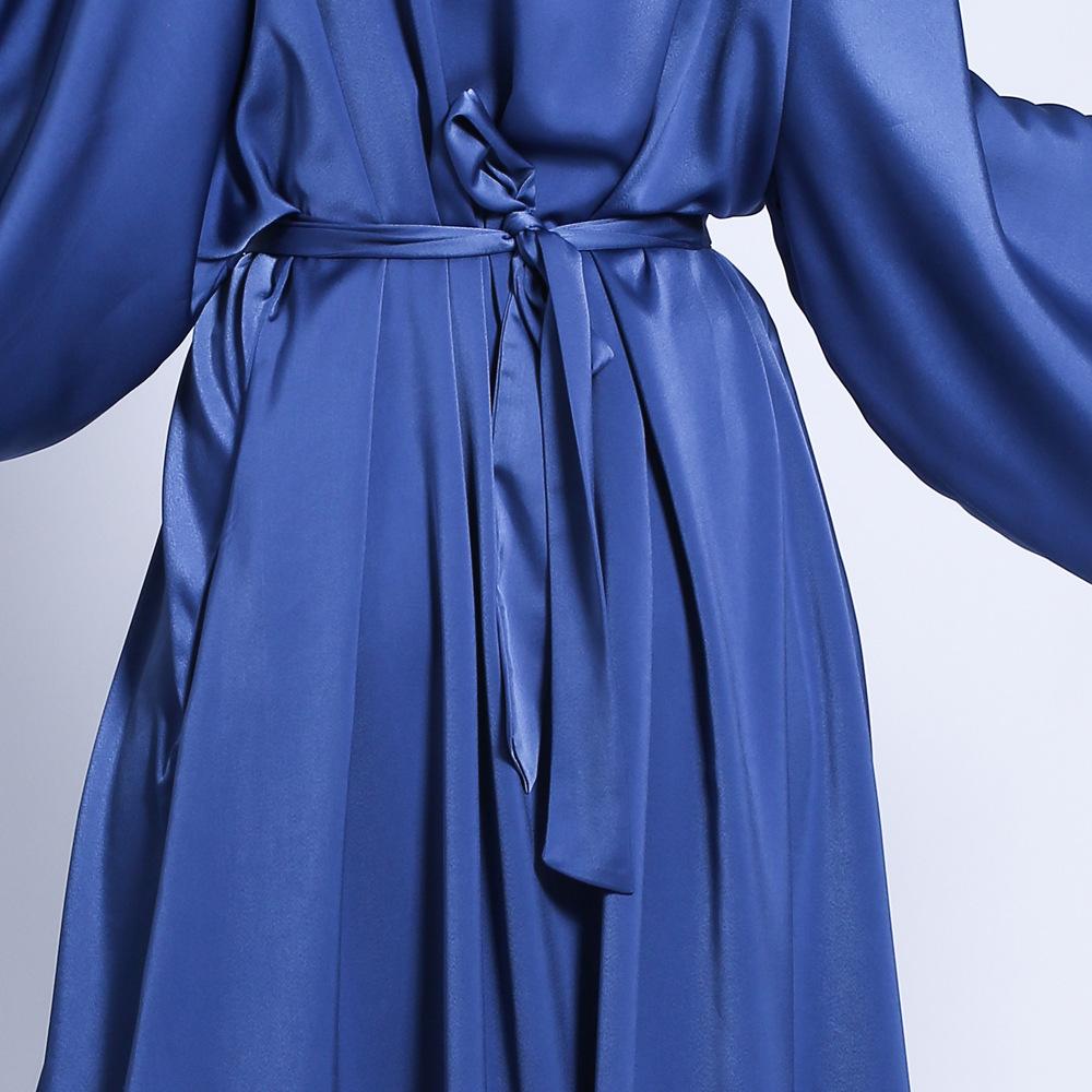 HASASERIES HS0433 Solid Color Loose Fitting Belt with Diamond Waist Long Skirt