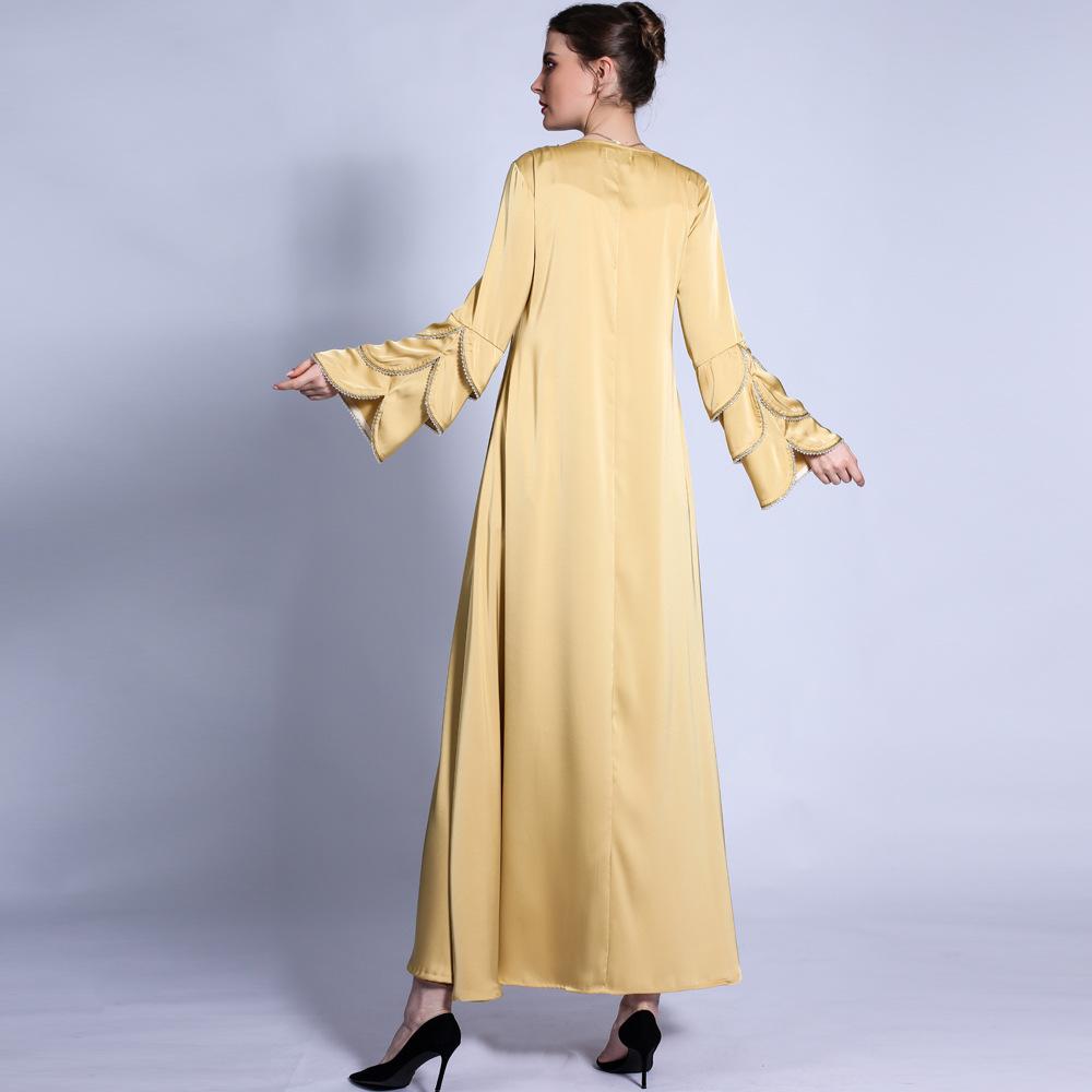 HS0431 Matte dress mermaid three-layer sleeve bright beads A-line large swing long skirt female