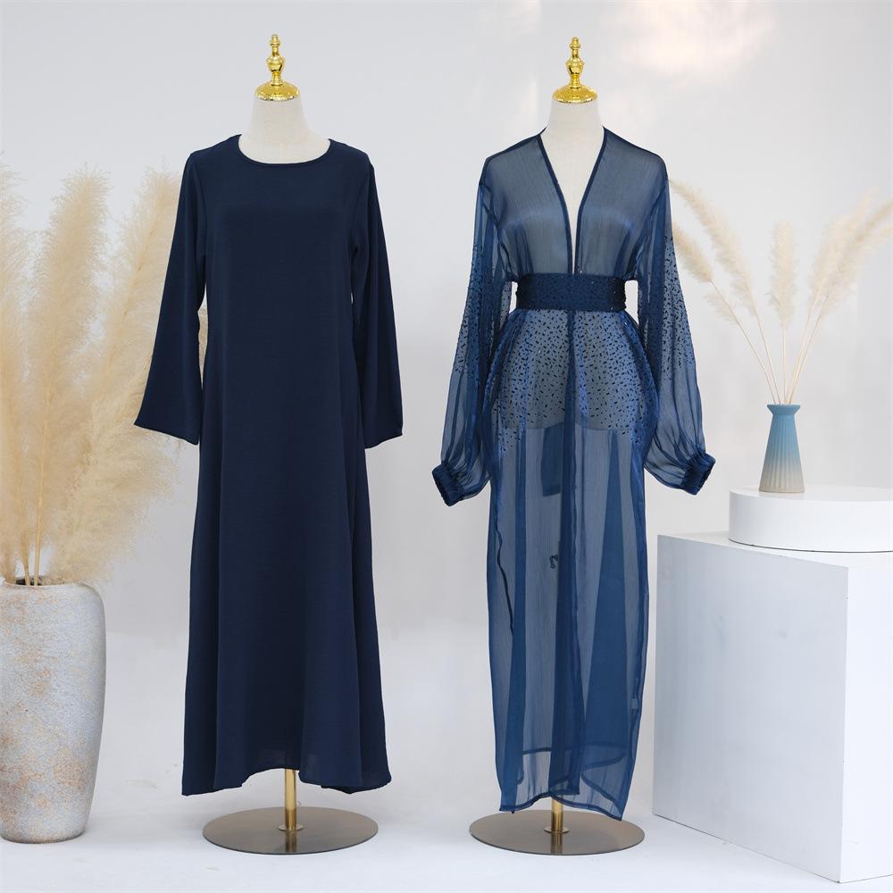 HASASERIES HS0932 3 Pcs Set Cardigan+Inner Dress+Hijab