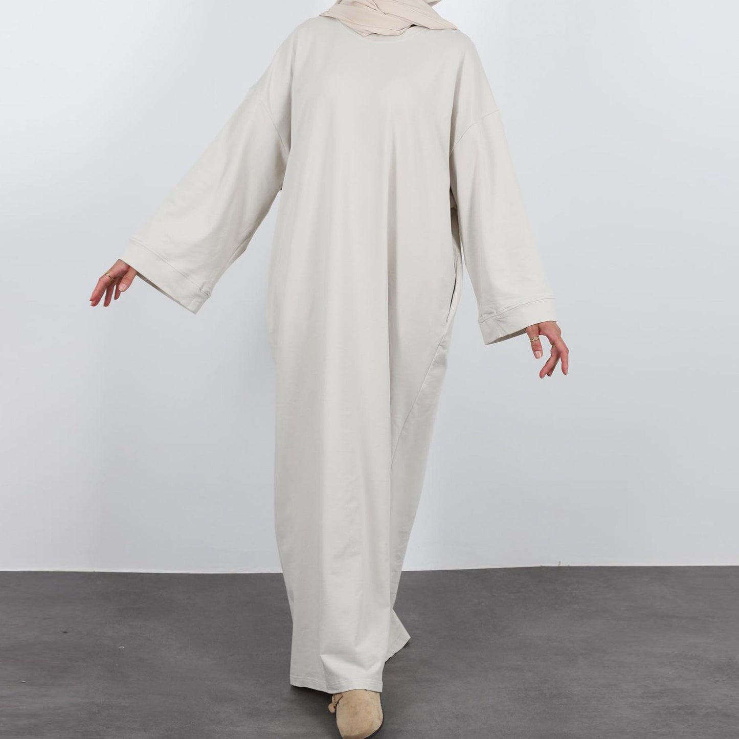 HASASERIES HS1089 Solid Color Hoodie Dress